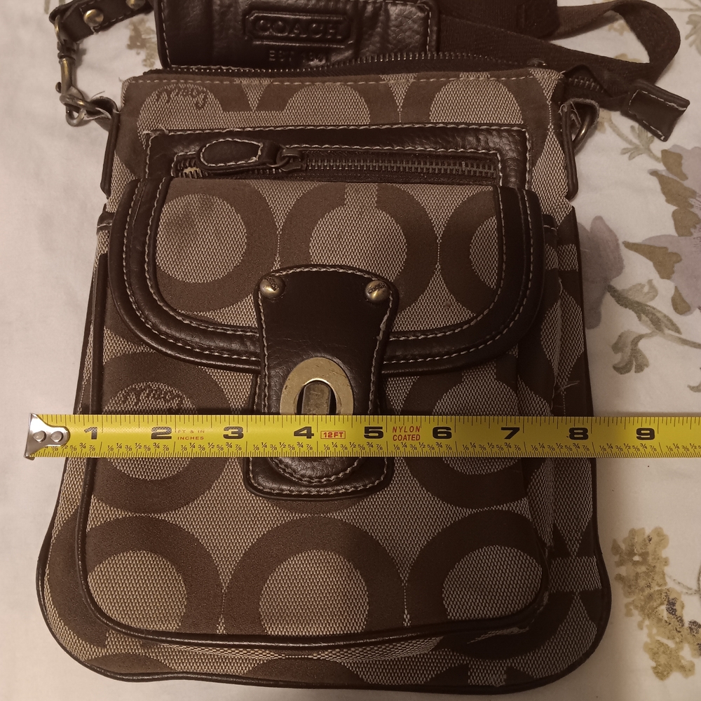 Coach Tan and Brown Messenger Bag